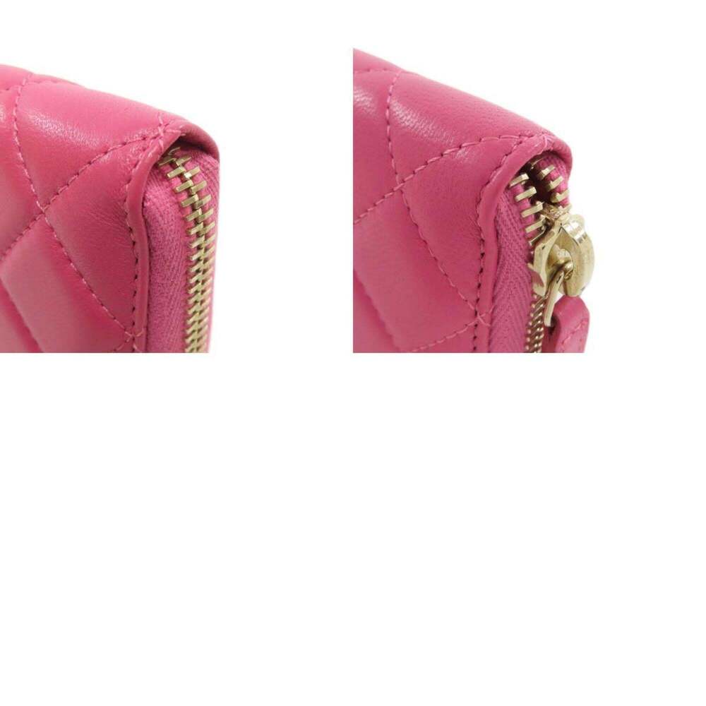 CHANEL Authentic Pink Lambskin Leather Logo Wallet - Picture 10 of 11